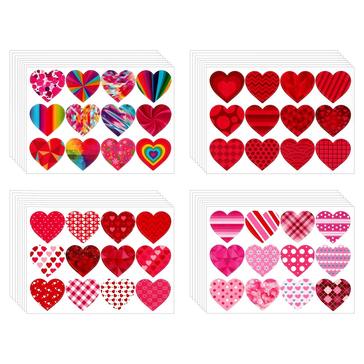 iRFKCIOW Valentine Stickers 32 Sheets – 384 Hearts for Gifts, Cards & Crafts