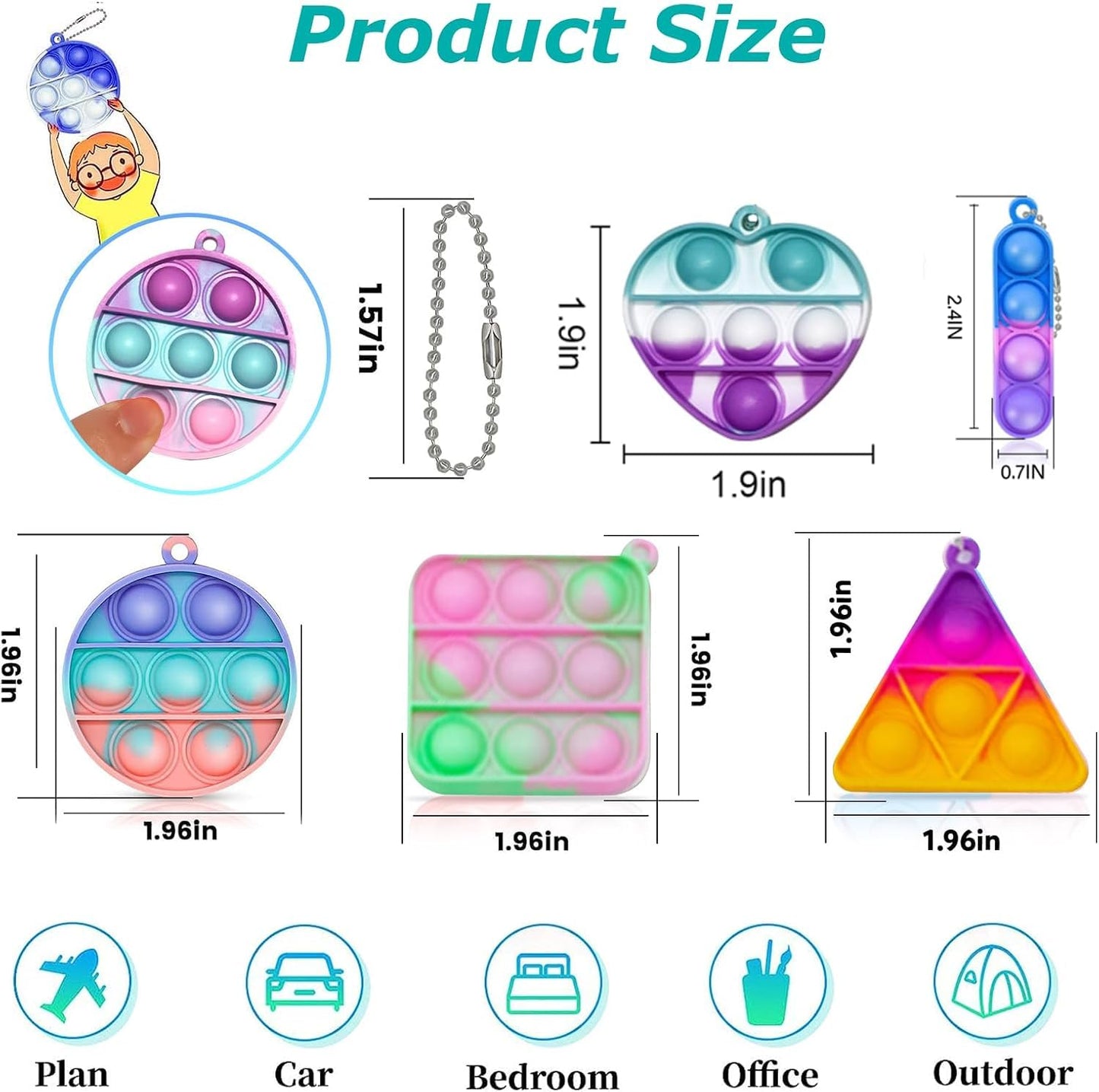 Irnushka Pop Fidget Keychain – 180 Mini Push Pop Toys for Kids