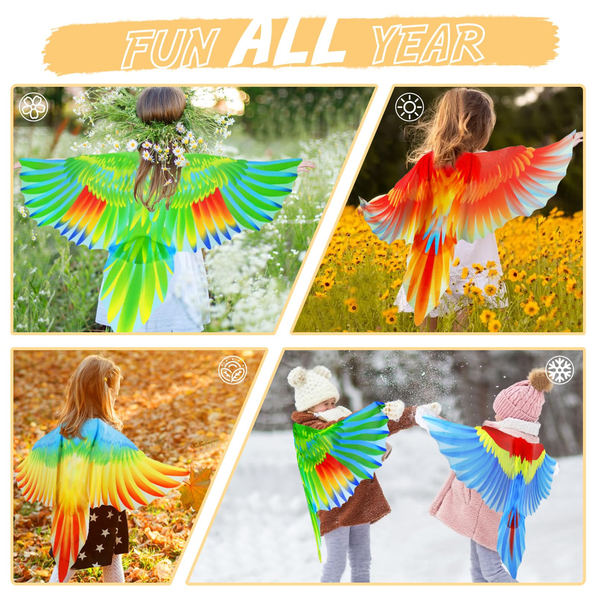 IROLEHOME Kids Bird Wings Costume with Eagle Headband – Dress-Up Set for 3-10 Year Olds