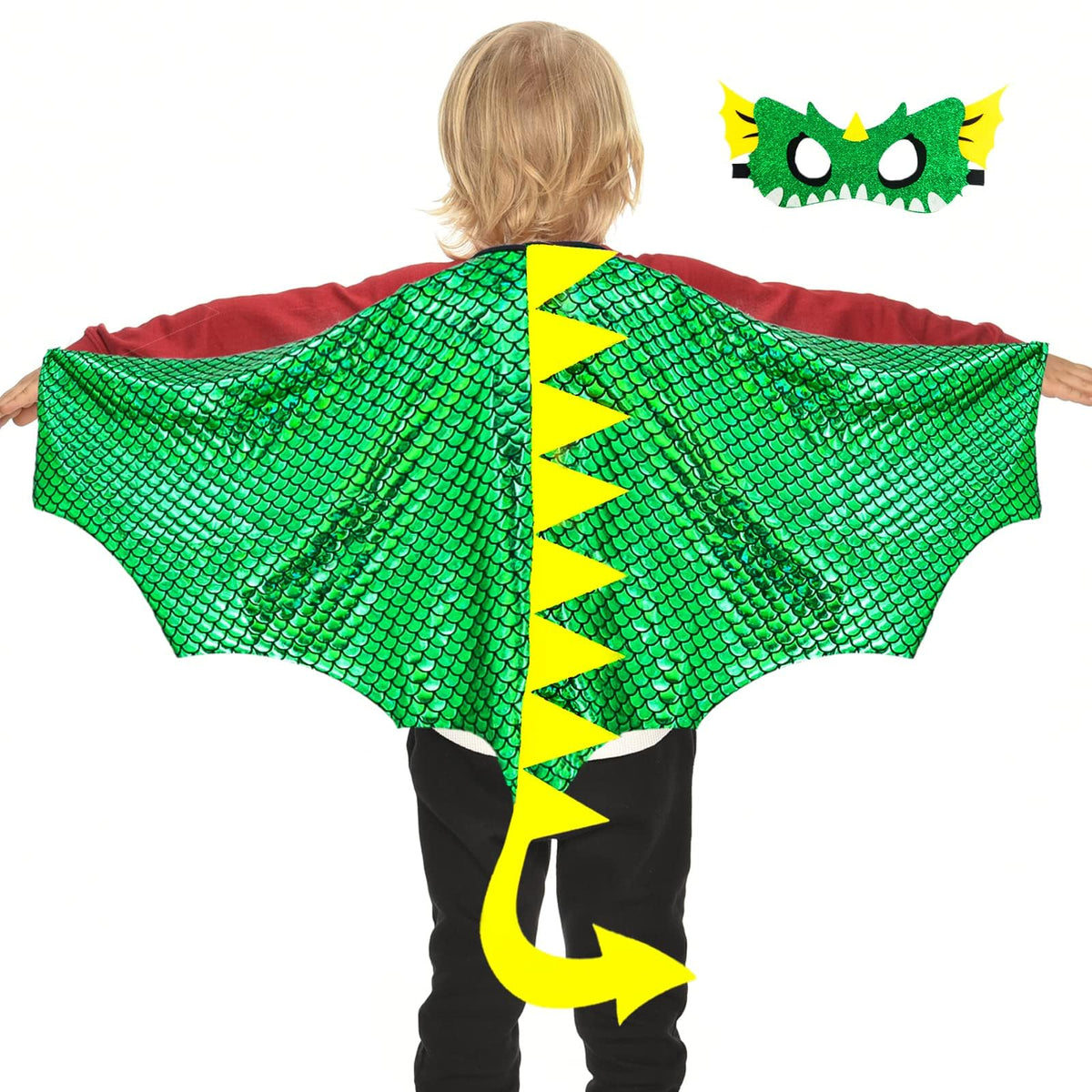 IROLEHOME Dragon-Wings Costume for Kids – Wings & Mask Dress-Up