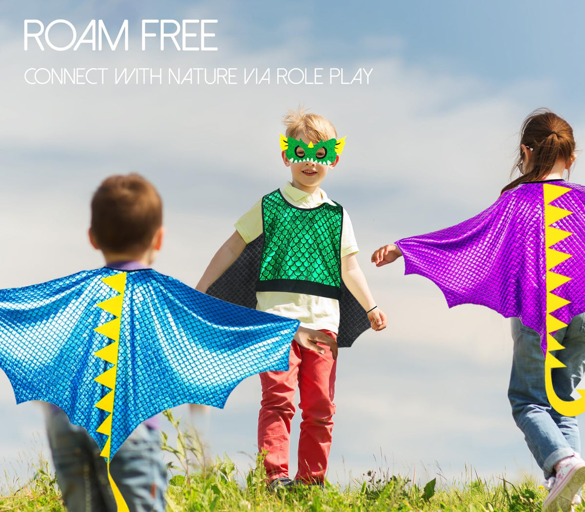 IROLEHOME Dragon-Wings Costume for Kids – Wings & Mask Dress-Up