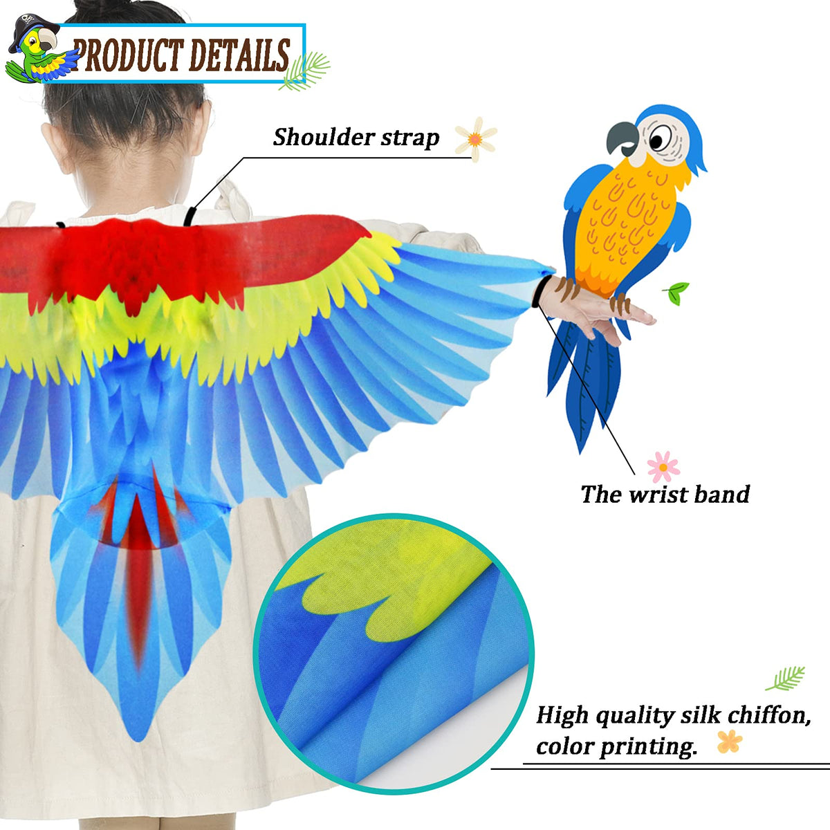 IROLEHOME Kids Bird Wings Costume with Eagle Headband – Dress-Up Set for 3-10 Year Olds