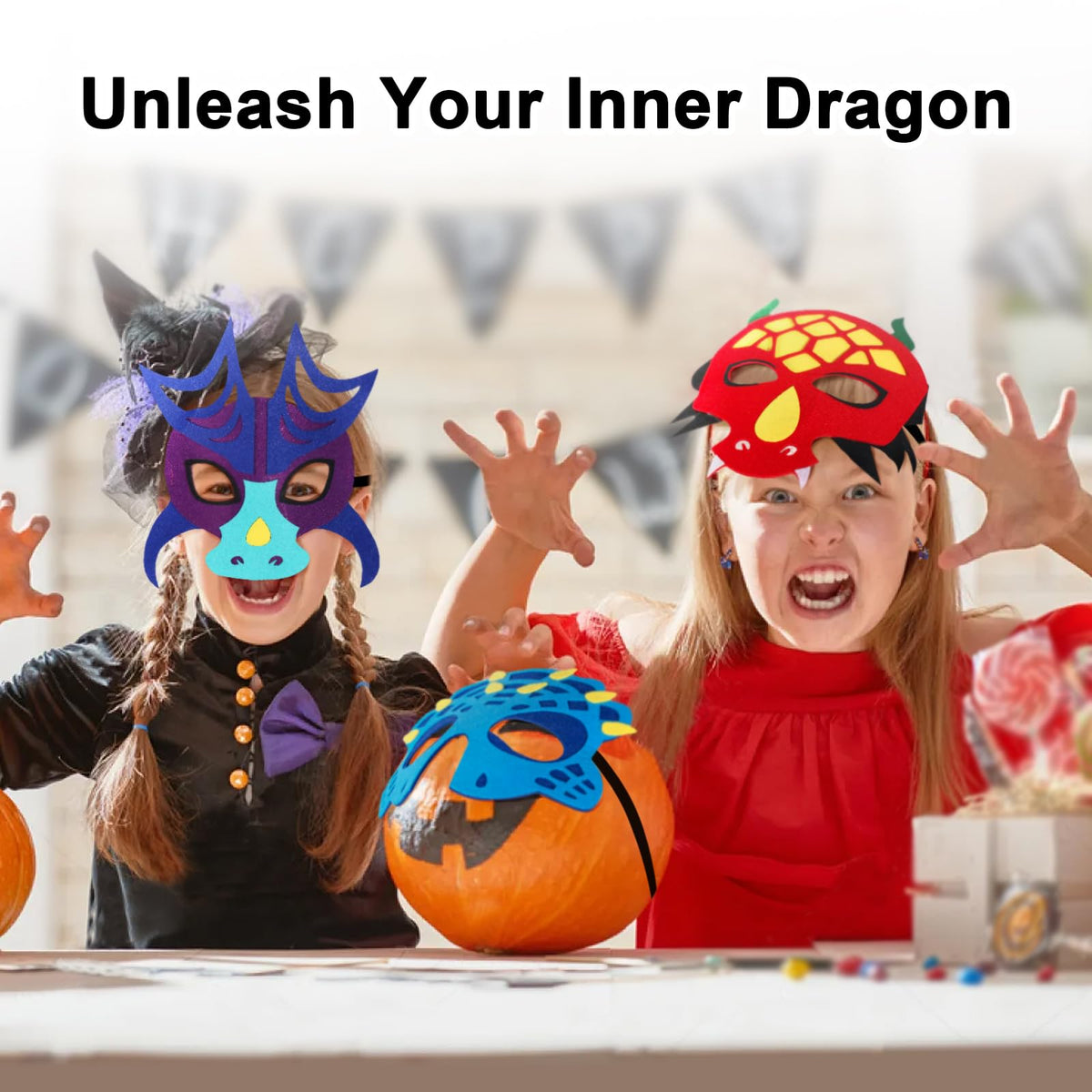 iROLEWIN 12 Pack Felt Dragon Masks for Kids – Party Favors & Dress-Up
