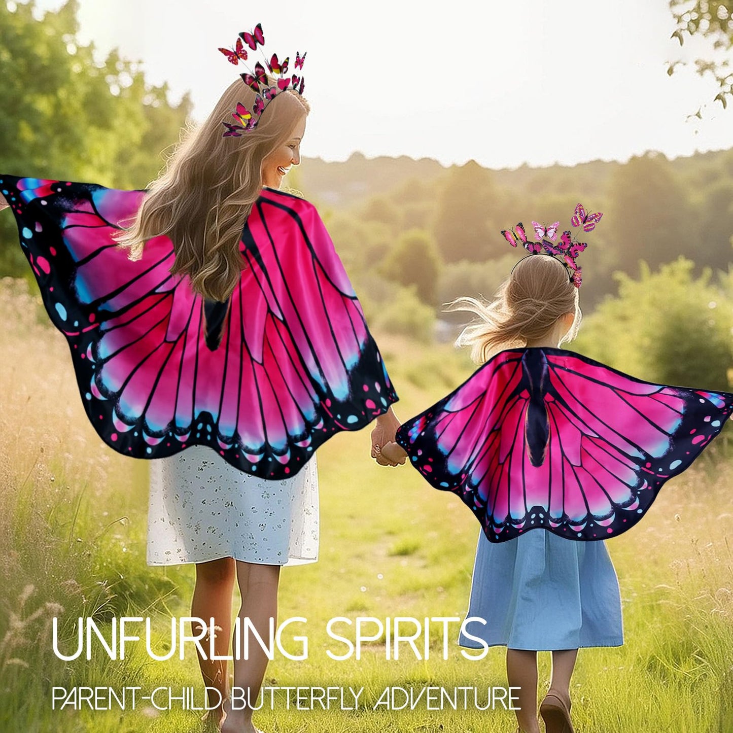 iROLEWIN Double-Sided Kids Butterfly Wings for Toddler Girls | Fairy Dress-Up Costume & Halloween Gift