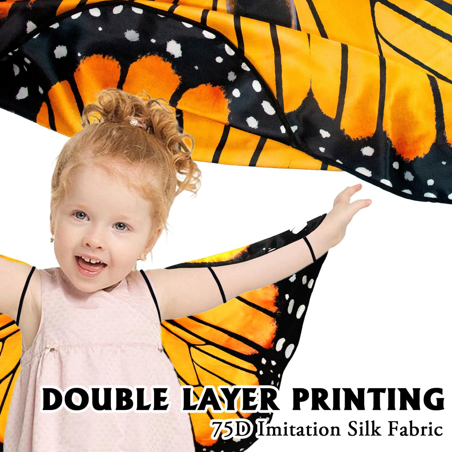 iROLEWIN Double-Sided Butterfly Wings for Toddlers – Fairy Dress-Up Cape & Headband