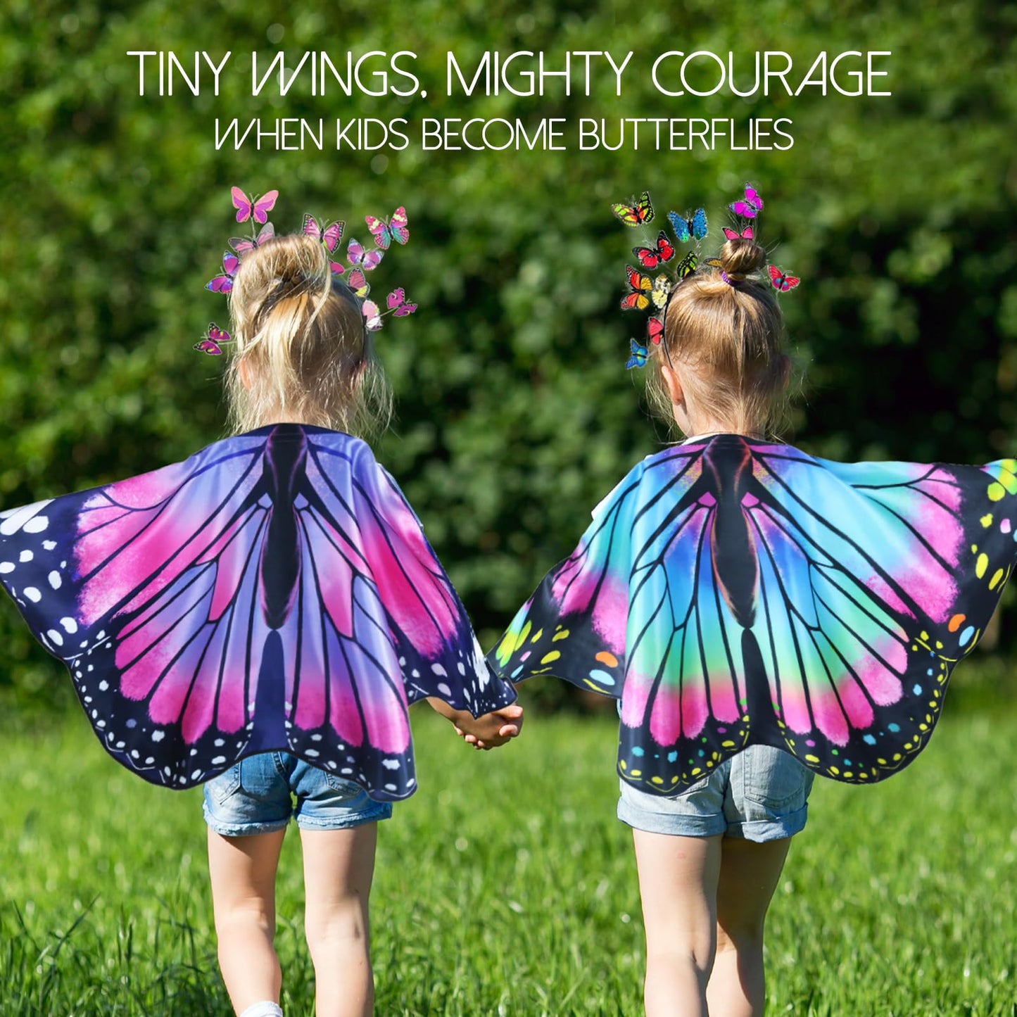 iROLEWIN Double-Sided Kids Butterfly Wings — Toddler Fairy Dress-Up, Safe One-Piece Design