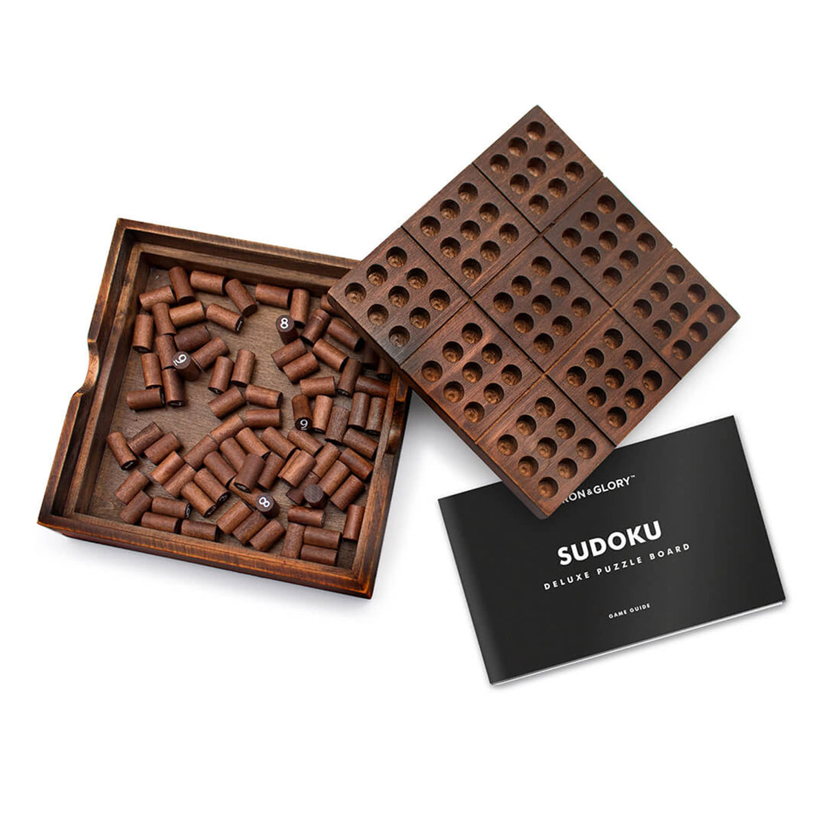 Iron And Glory Wooden Sudoku Board Game – Portable Brain Teaser for Adults