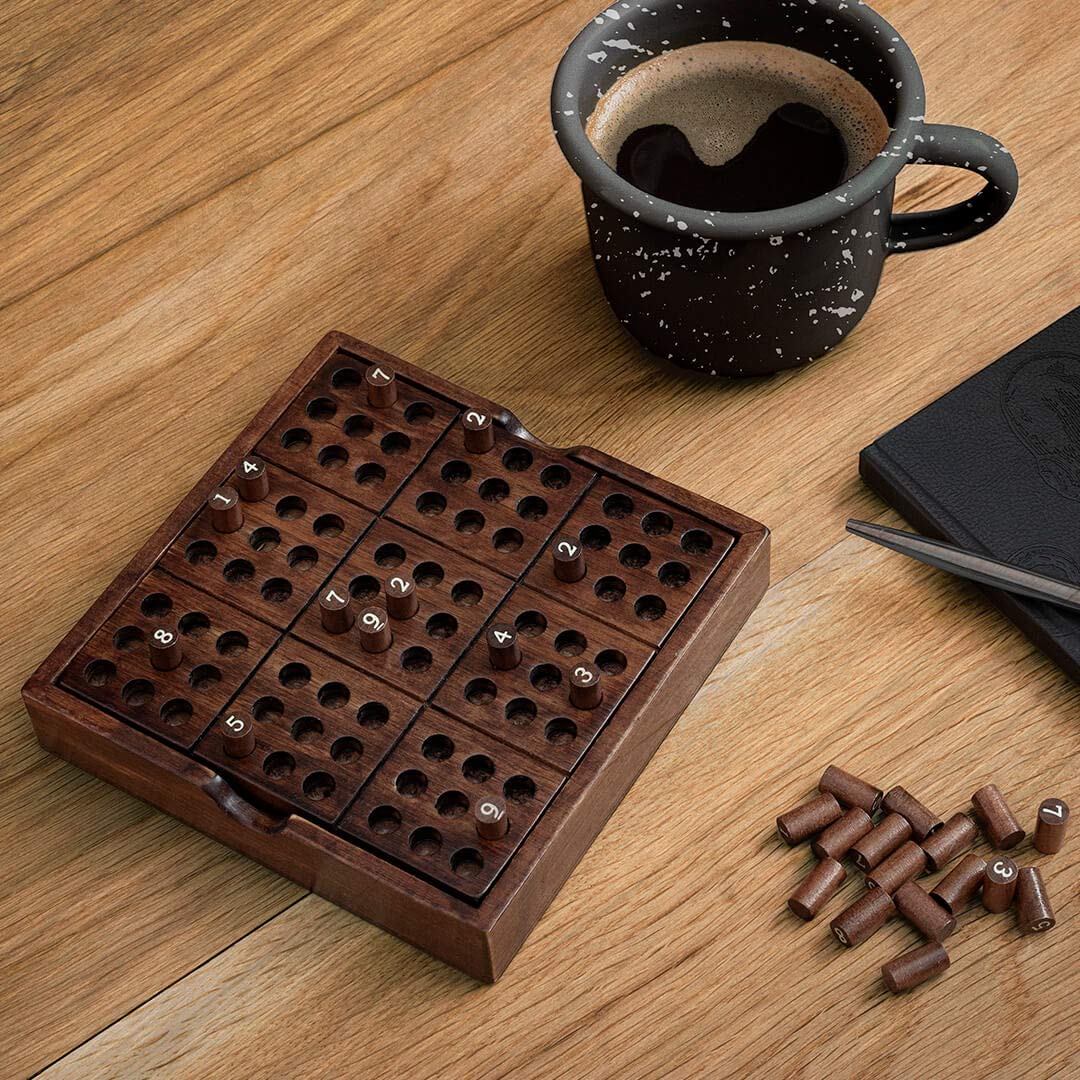 Iron And Glory Wooden Sudoku Board Game – Portable Brain Teaser for Adults