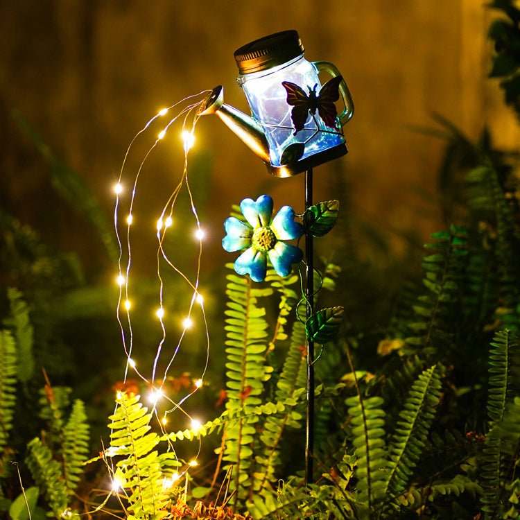 Ironwork Shower Outdoor Waterproof Floor Kettle solar Light Watering Can Light