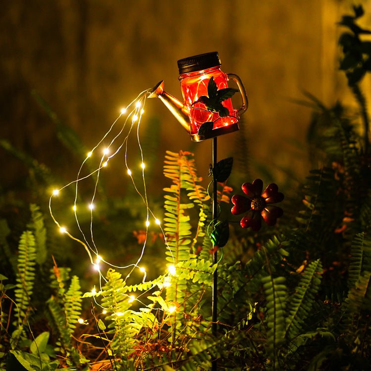 Ironwork Shower Outdoor Waterproof Floor Kettle solar Light Watering Can Light