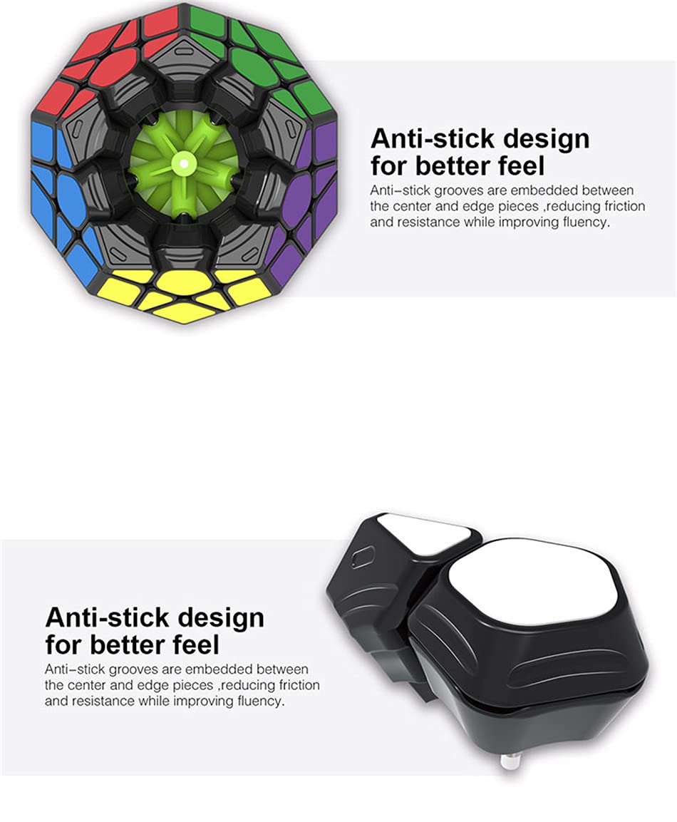 IRRDFO Megaminx Speed Cube – Qiheng Black 12-Sided Puzzle, Smooth Rotations, ABS Plastic