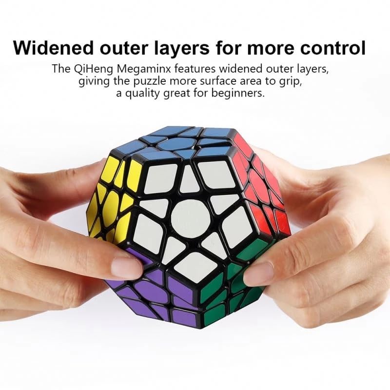 IRRDFO Megaminx Speed Cube – Qiheng Black 12-Sided Puzzle, Smooth Rotations, ABS Plastic