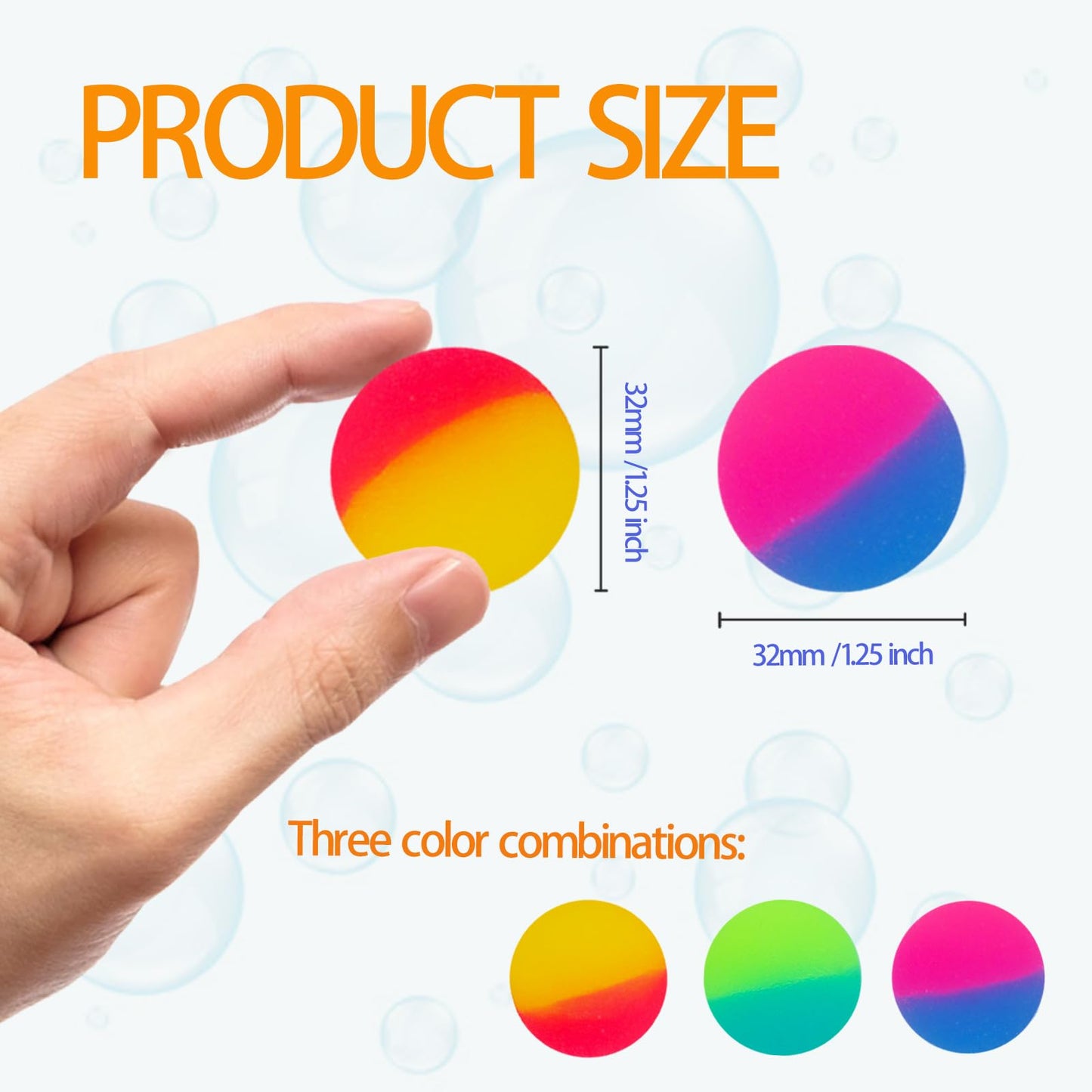 Irrmshr 40 Pcs Bouncy Balls for Kids – High-Bounce 32mm Rubber Balls, Bright Multi Color Party Favors