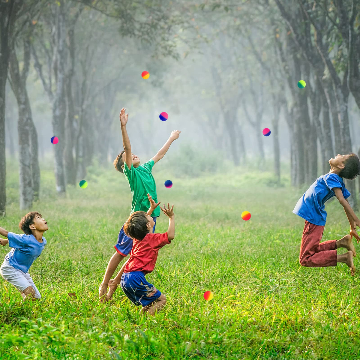 Irrmshr Jumbo 18 Pcs Bouncy Balls – High-Bounce 45 mm Rubber Balls for Kids