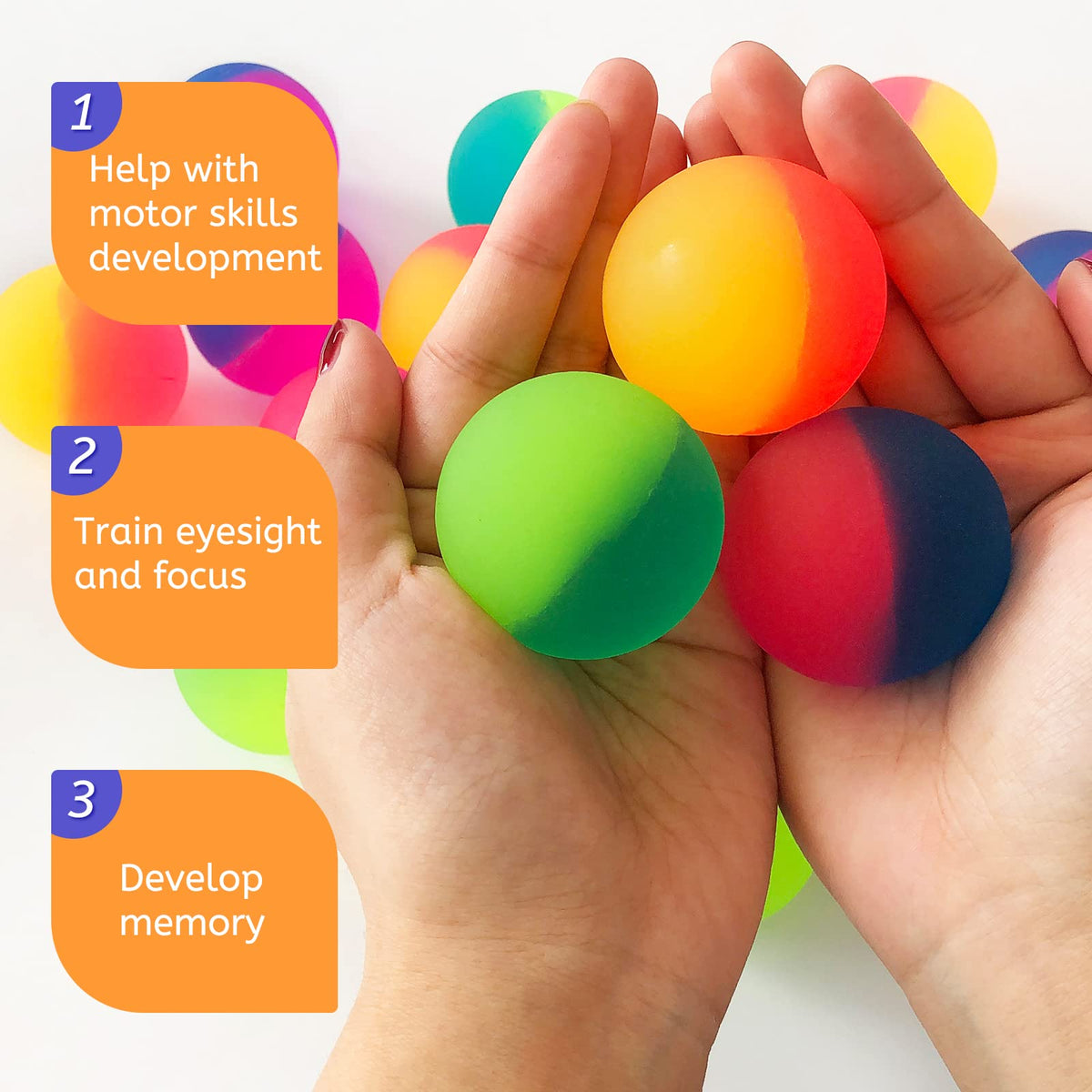 Irrmshr Jumbo 18 Pcs Bouncy Balls – High-Bounce 45 mm Rubber Balls for Kids