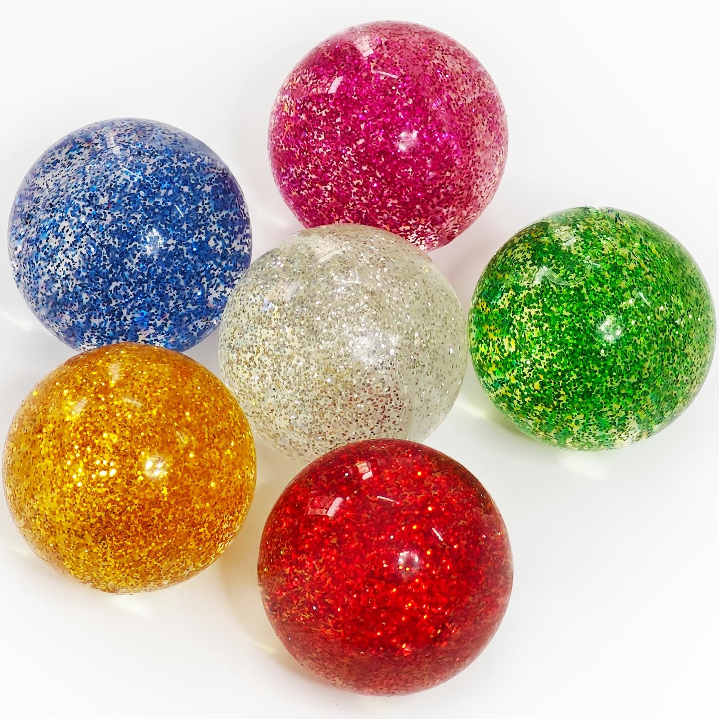 Irrmshr Glitter Bounce Balls – 6-Pack 42mm Large Rubber Bouncy Balls for Kids, Party Favors & Classroom Prizes