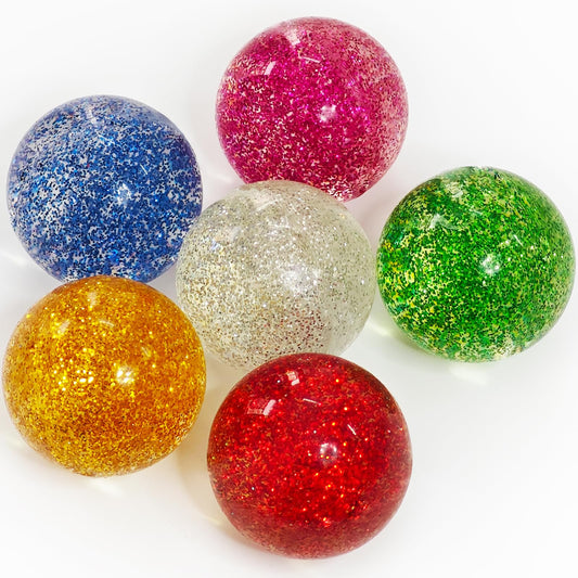 Irrmshr Glitter Bounce Balls – 6-Pack 42mm Large Rubber Bouncy Balls for Kids, Party Favors & Classroom Prizes
