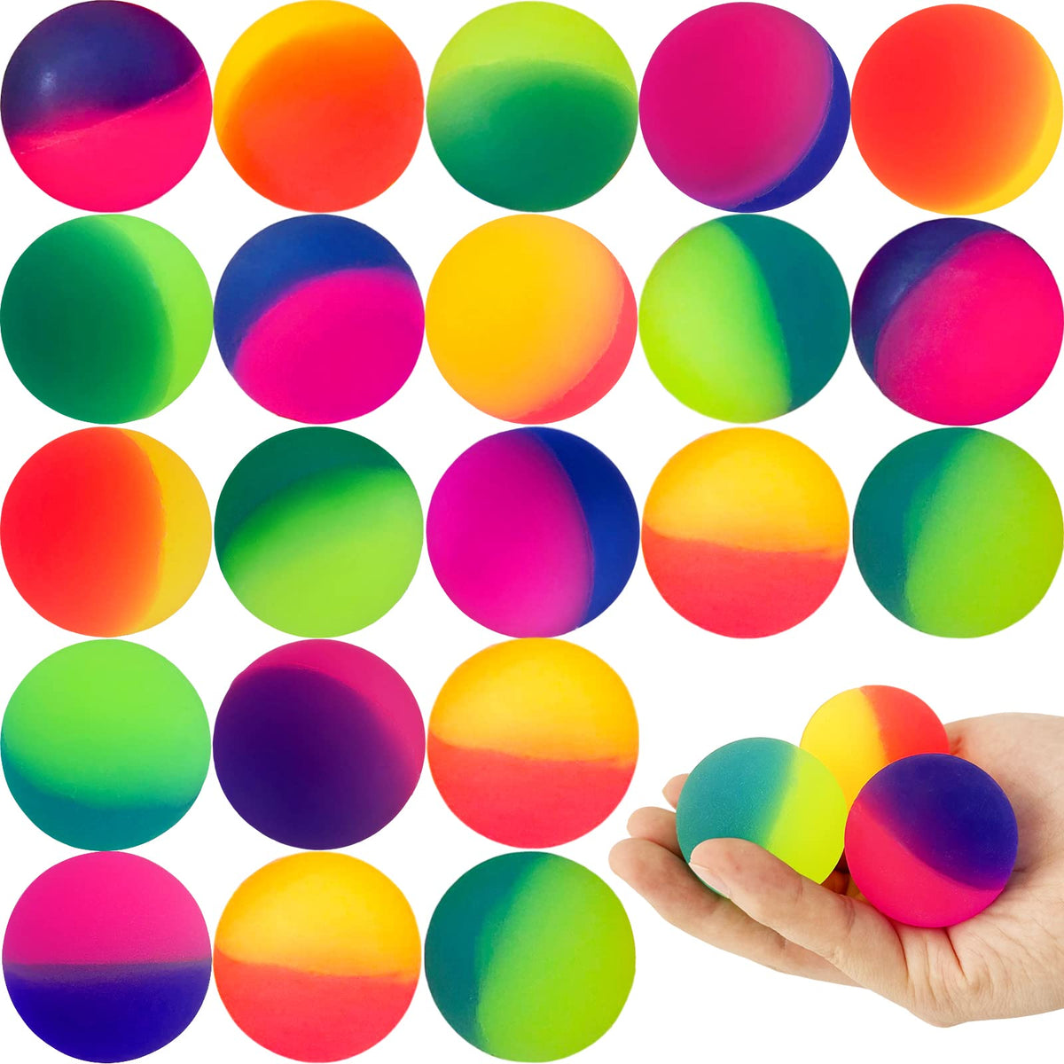 Irrmshr Jumbo 18 Pcs Bouncy Balls – High-Bounce 45 mm Rubber Balls for Kids