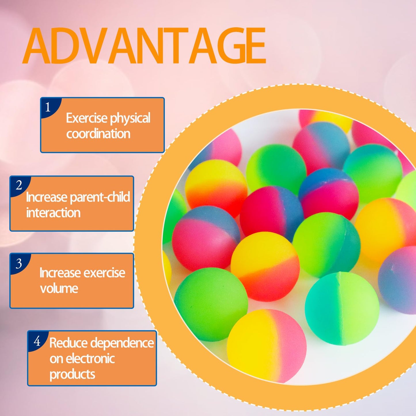 Irrmshr 40 Pcs Bouncy Balls for Kids – High-Bounce 32mm Rubber Balls, Bright Multi Color Party Favors