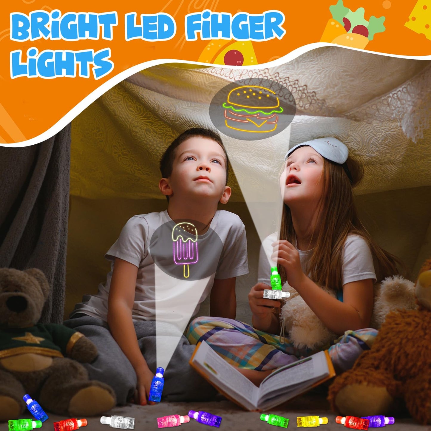 iRugosa hapfyer 24PCS LED Finger Lights – Glow in the Dark Party Favors & Kids Gifts