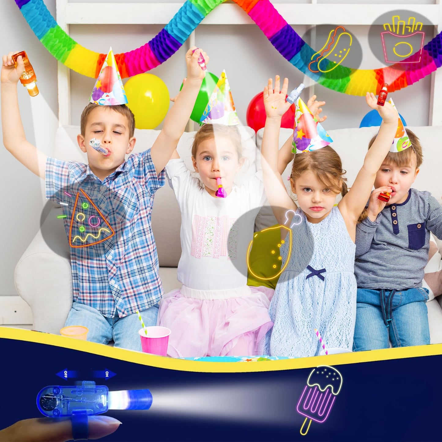 iRugosa hapfyer 24PCS LED Finger Lights – Glow in the Dark Party Favors & Kids Gifts