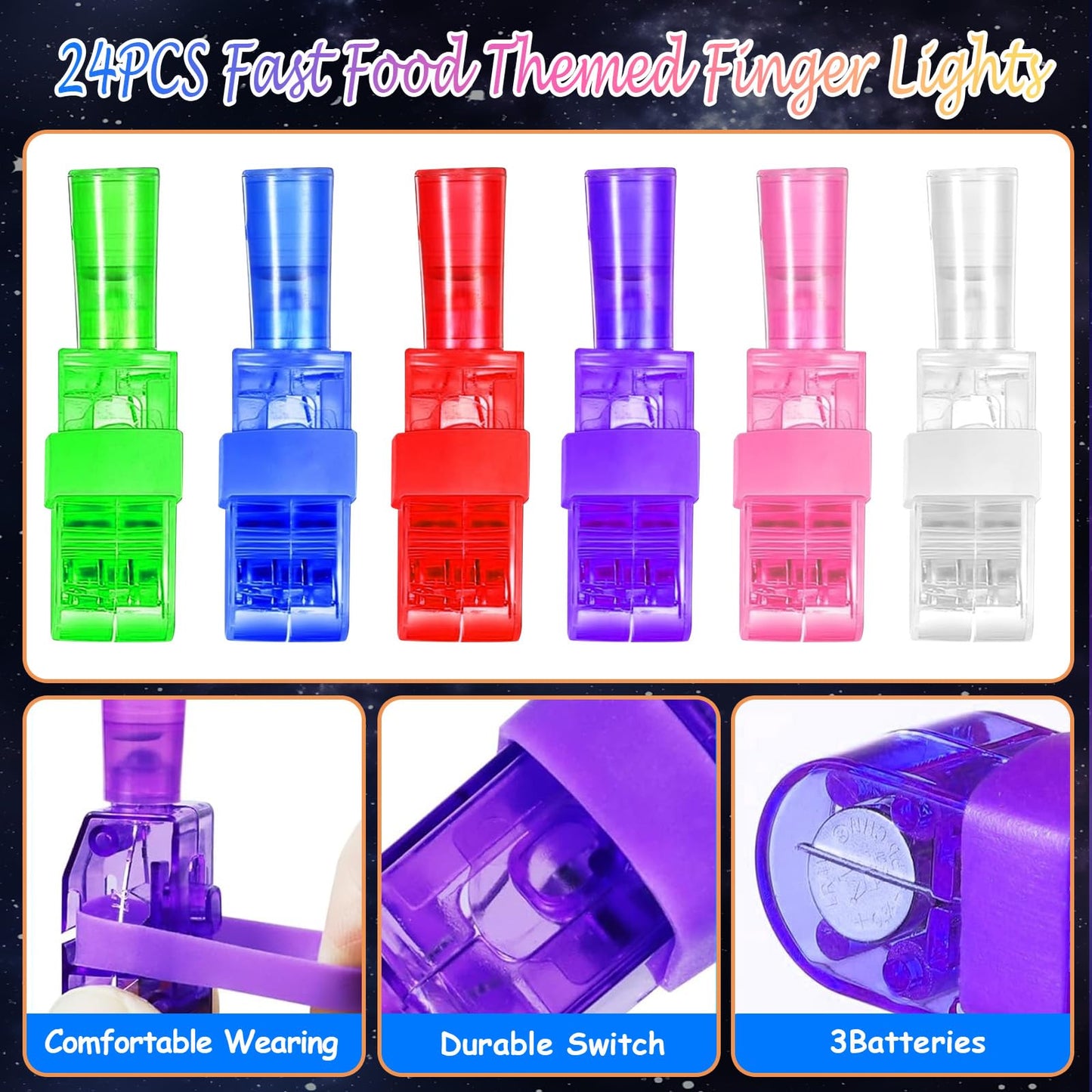 iRugosa hapfyer 24PCS LED Finger Lights – Glow in the Dark Party Favors & Kids Gifts