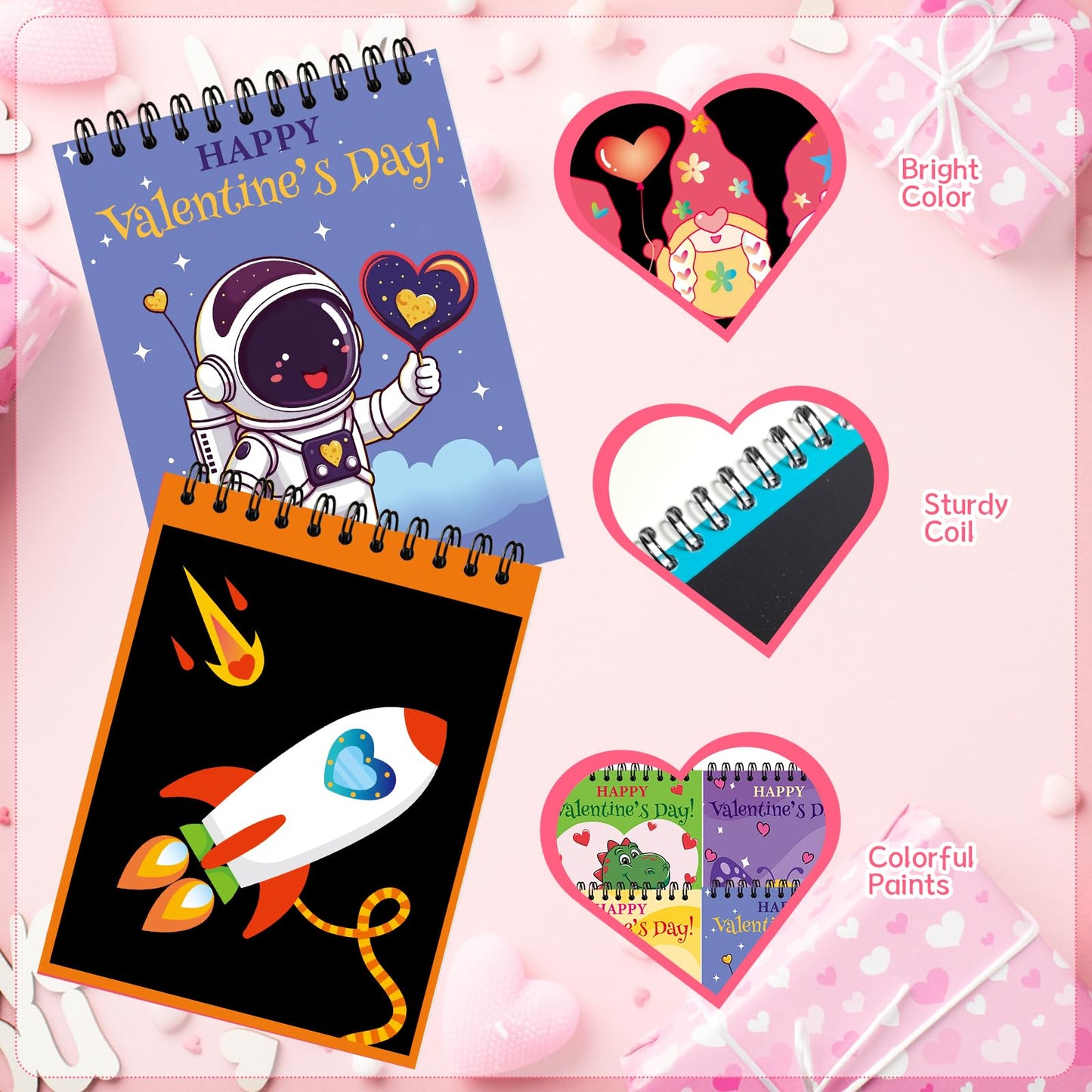 iRugosa hapfyer 24 Pack Scratch Art Valentines Day Gifts for Kids — Rainbow Cards & Crafts Bulk