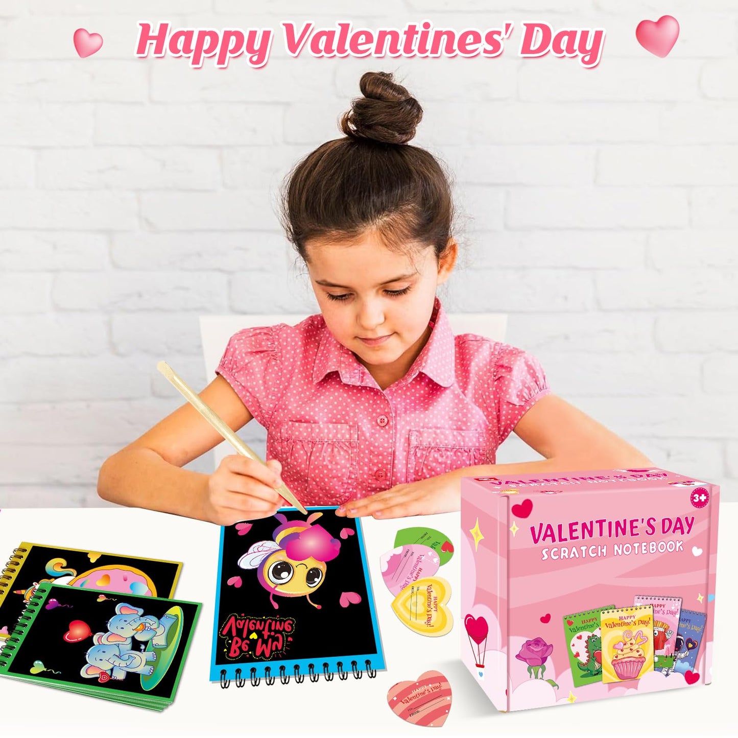 iRugosa hapfyer 24 Pack Scratch Art Valentines Day Gifts for Kids — Rainbow Cards & Crafts Bulk