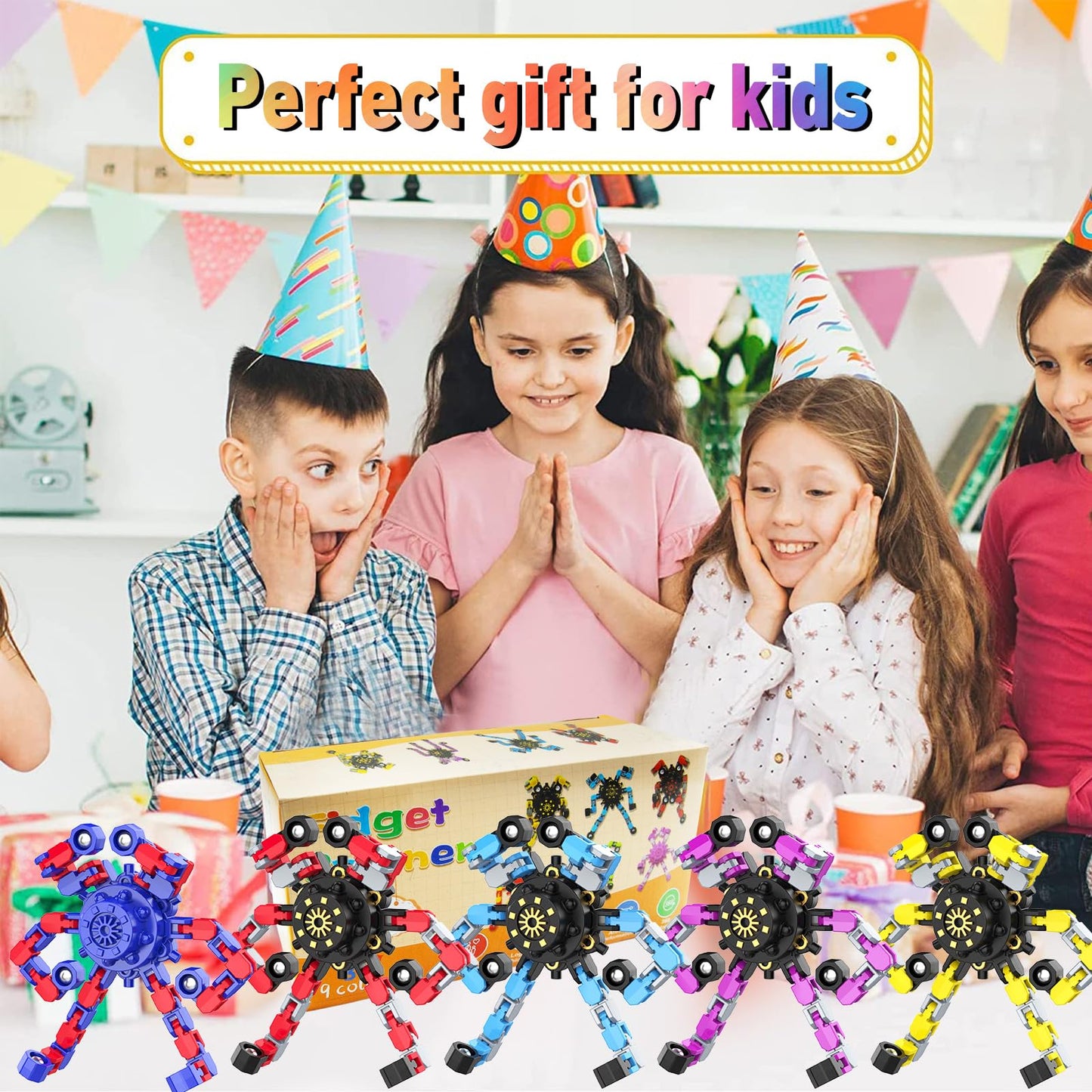 Irvotbes Transformable Fidget Spinners – 36-Pc Deformable Chain Toys