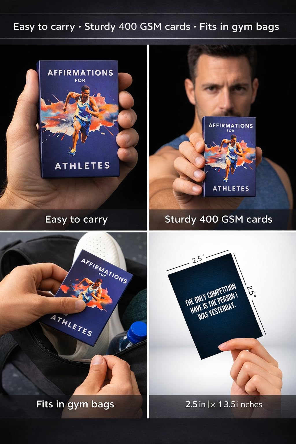 Isaac Liev Positive Daily Affirmation Cards for Athletes | 50 Empowering Affirmations for Confidence & Focus