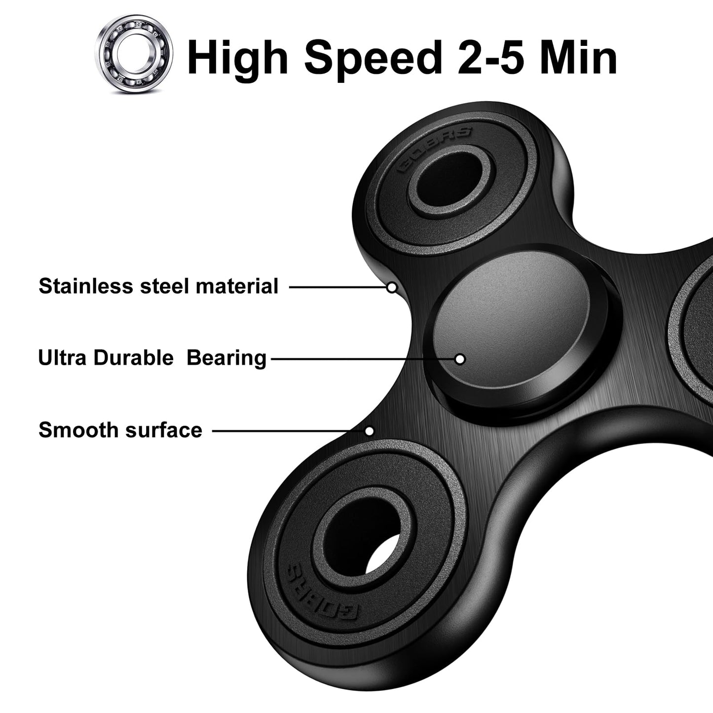 Isapral Fidget Spinner – Metal Bearing, High-Speed 2-5 Minute Spins | EDC Focus Toy