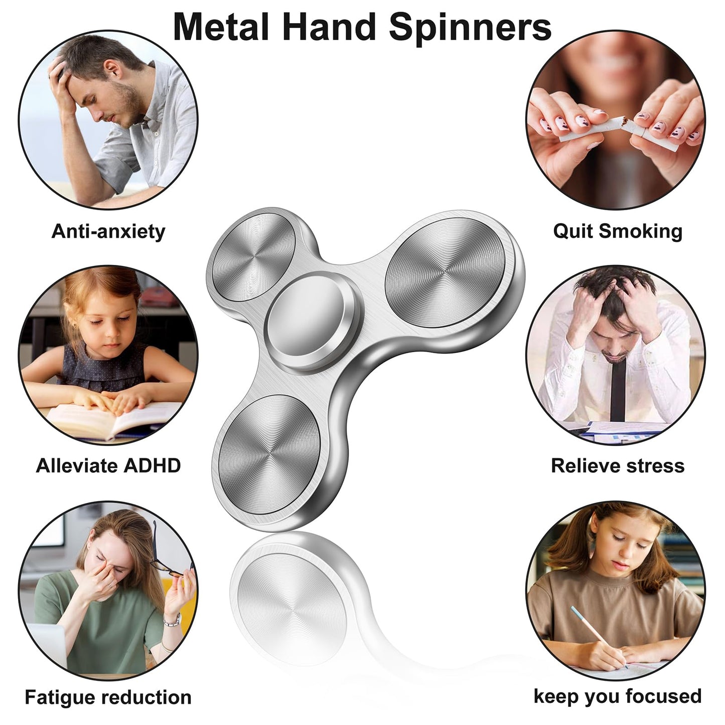 Isapral Fidget Spinner – Stainless Steel High-Speed 4–8 Min Spin | EDC Stress Relief Toy