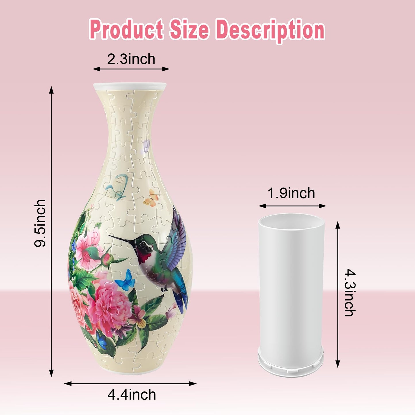 Iselyn 3D Puzzle Vase for Adults – 160-Piece DIY Vase with Hummingbird Pattern for Home Decor