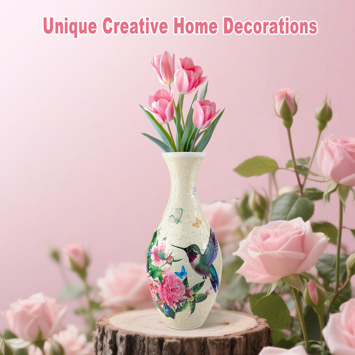 Iselyn 3D Puzzle Vase for Adults – 160-Piece DIY Vase with Hummingbird Pattern for Home Decor