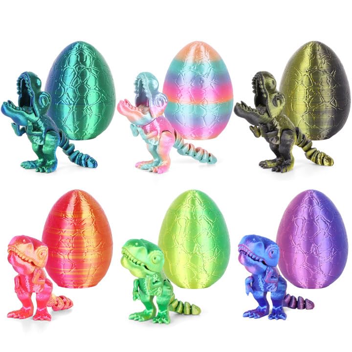 ISFOFO 6PCS 3D Printed Dragon Egg Toys with Articulated Dinosaurs Inside