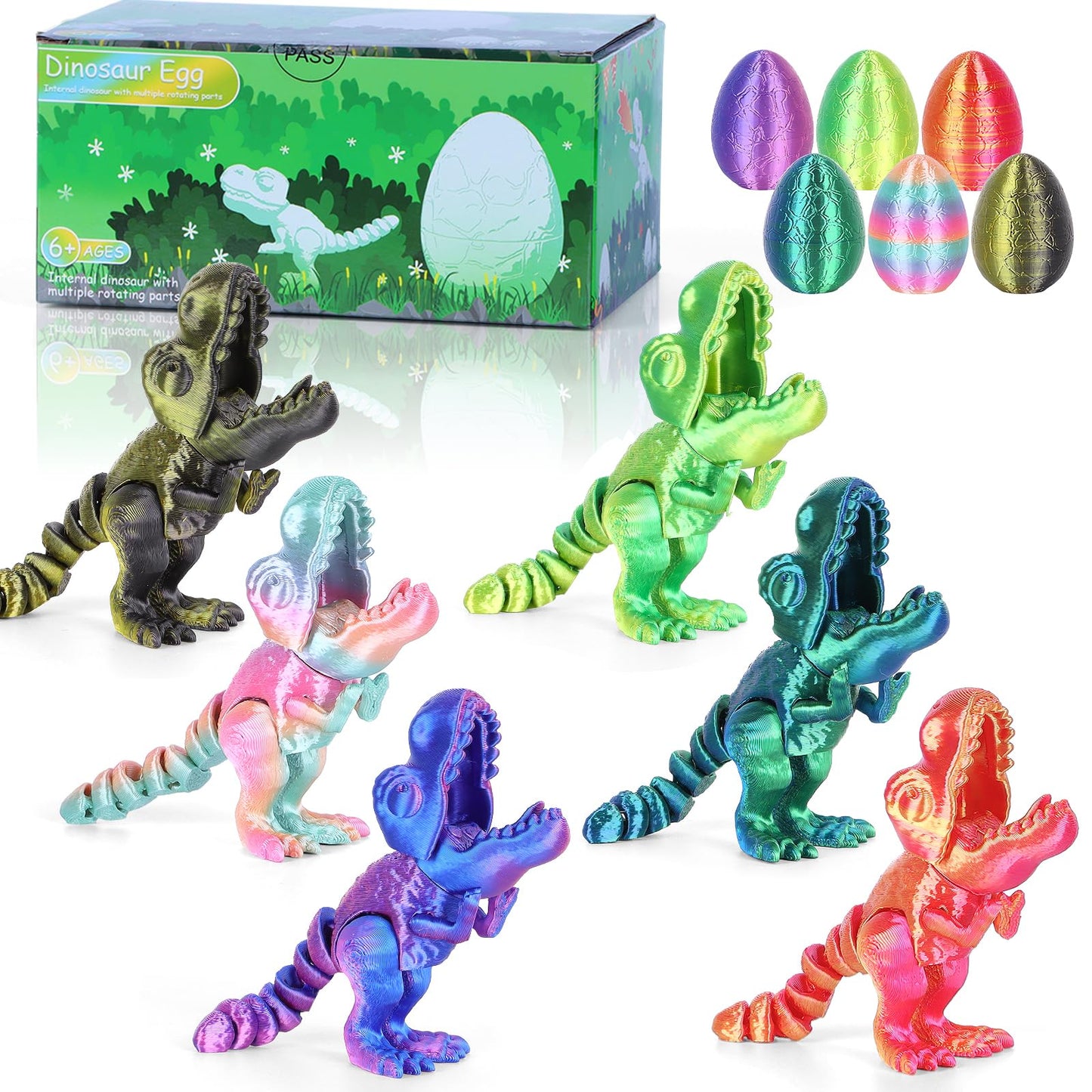 ISFOFO 6PCS 3D Printed Dragon Egg Toys with Articulated Dinosaurs Inside