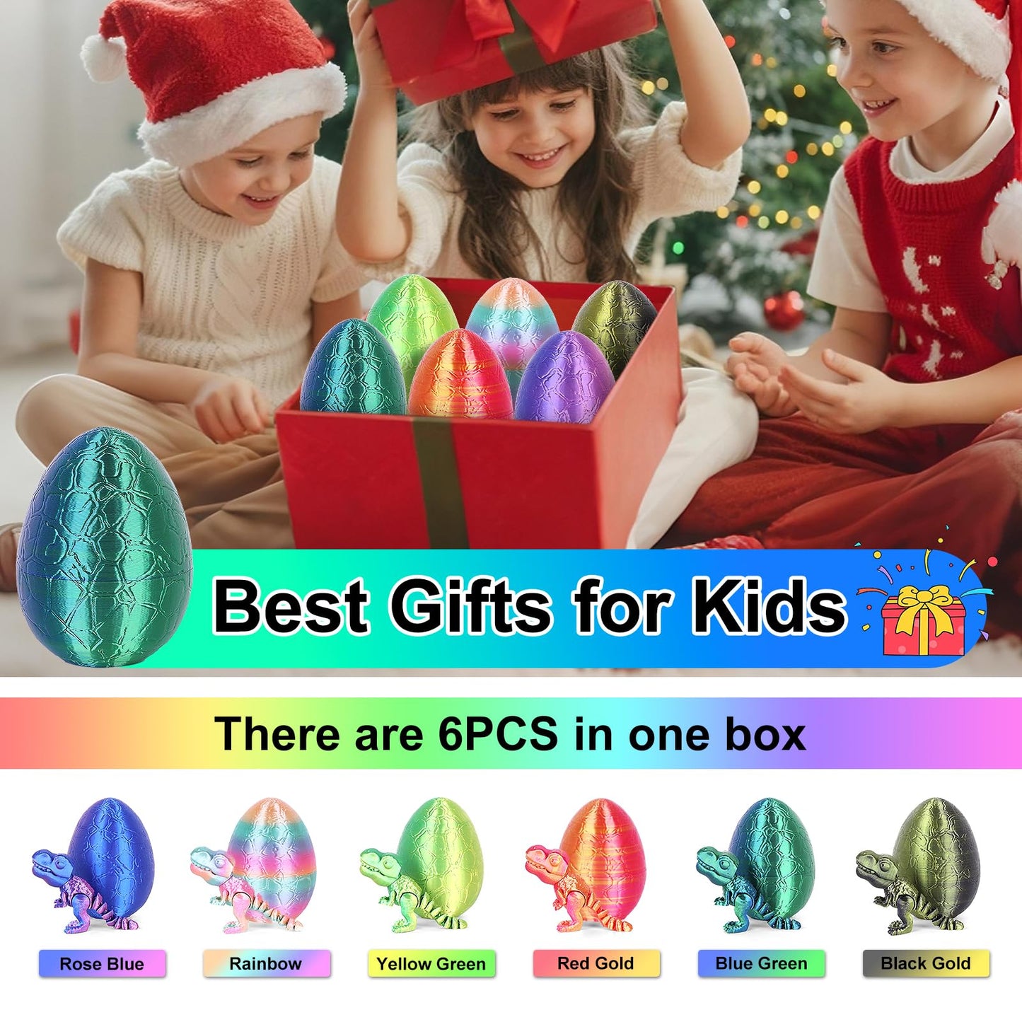 ISFOFO 6PCS 3D Printed Dragon Egg Toys with Articulated Dinosaurs Inside