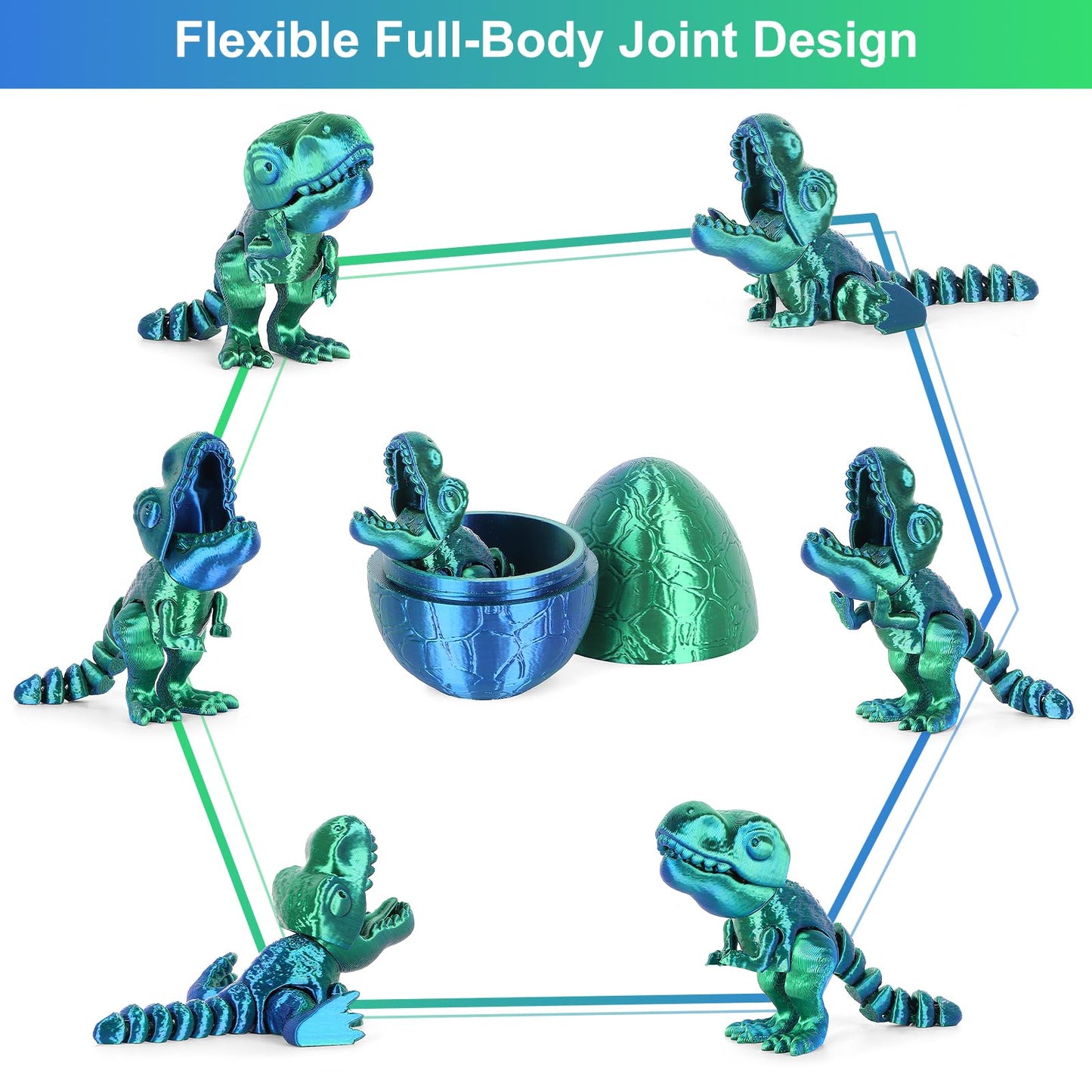 ISFOFO 6PCS 3D Printed Dragon Egg Toys with Articulated Dinosaurs Inside