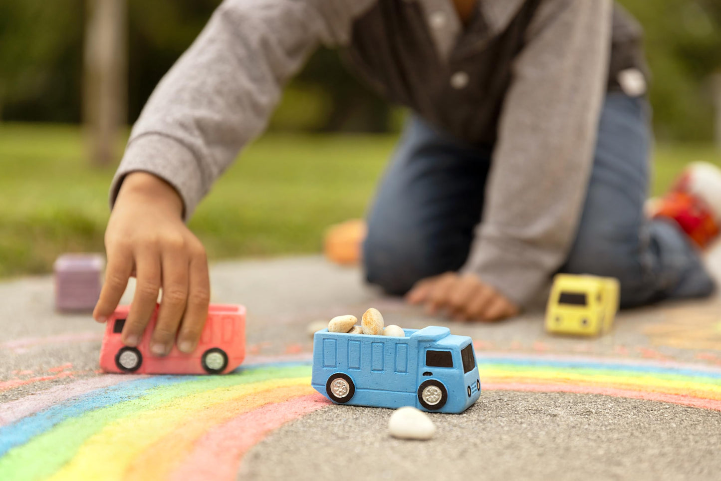 Isle of Whimsy 14 Dump Truck Sidewalk Chalk - Gift Box Set for Toddlers