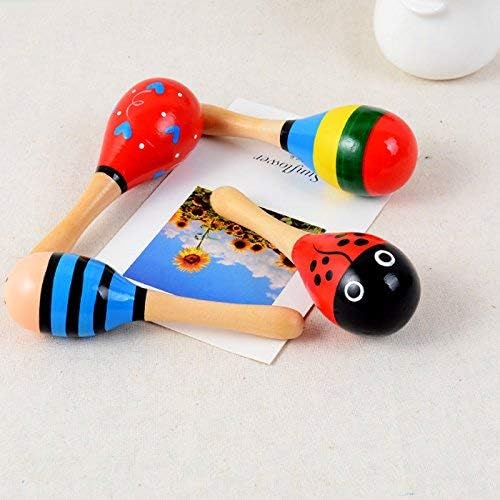 Islmlisa Mini Wooden Maracas for Kids – 6-Pack, Random Color Fiesta Maracas