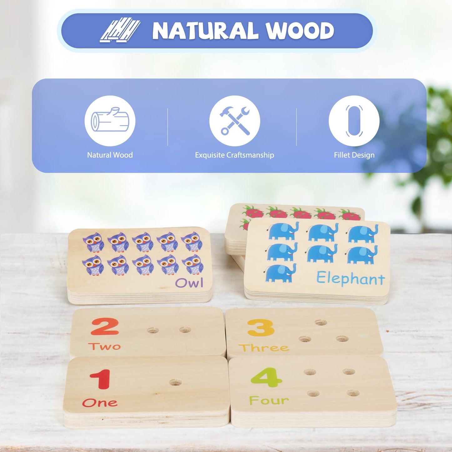 ISMETACU Montessori Number Blocks & Counting Peg Board for Toddlers