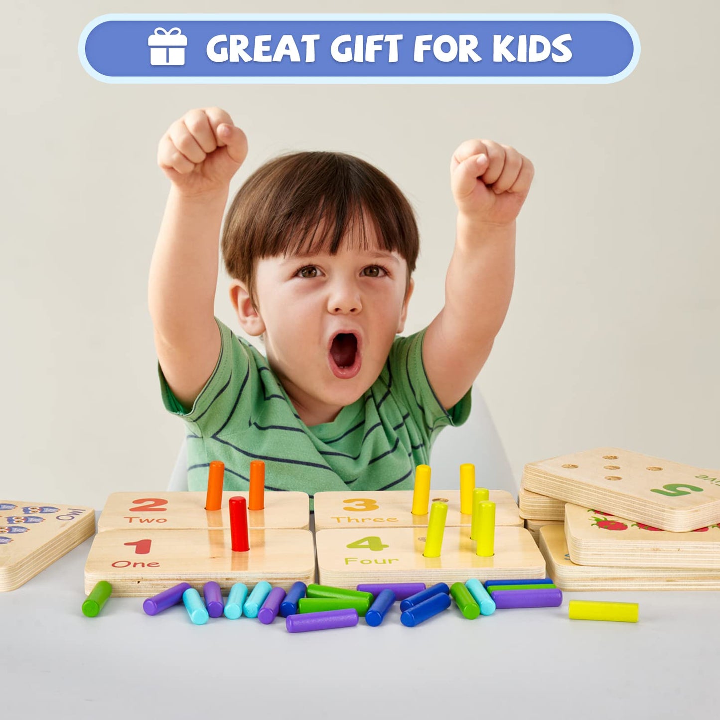ISMETACU Montessori Number Blocks & Counting Peg Board for Toddlers