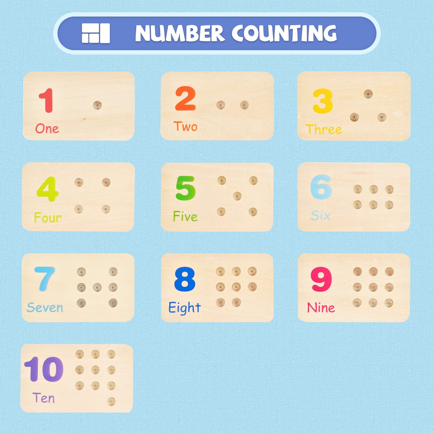 ISMETACU Montessori Number Blocks & Counting Peg Board for Toddlers