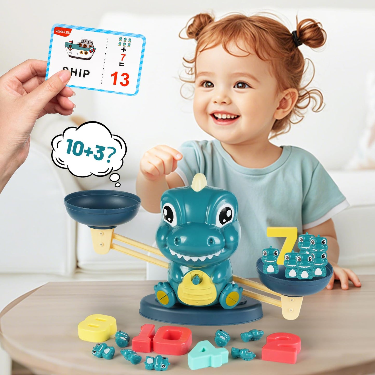 ISMETACU Dinosaur Balance Toy – Montessori Math & Counting for Preschool