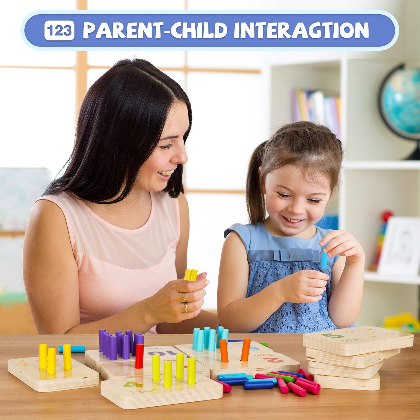 ISMETACU Montessori Number Blocks & Counting Peg Board for Toddlers