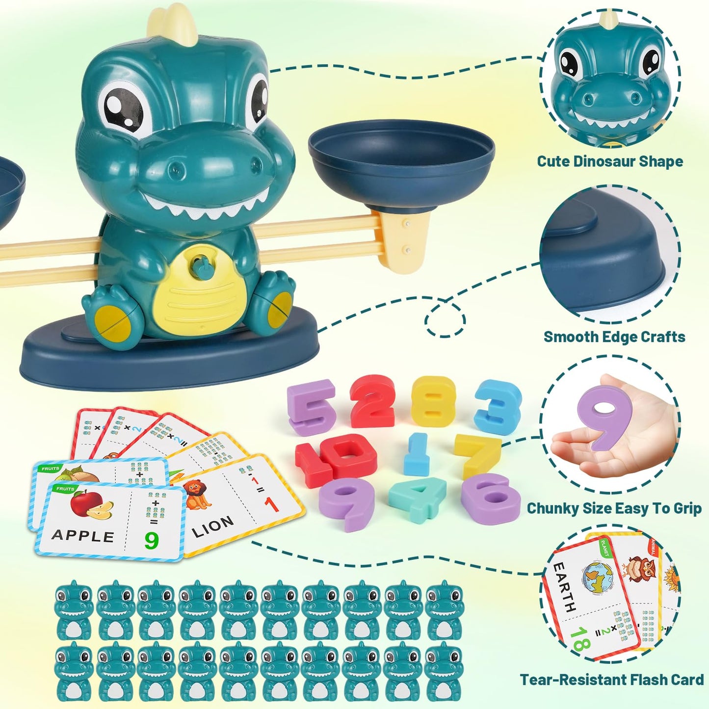 ISMETACU Dinosaur Balance Toy – Montessori Math & Counting for Preschool