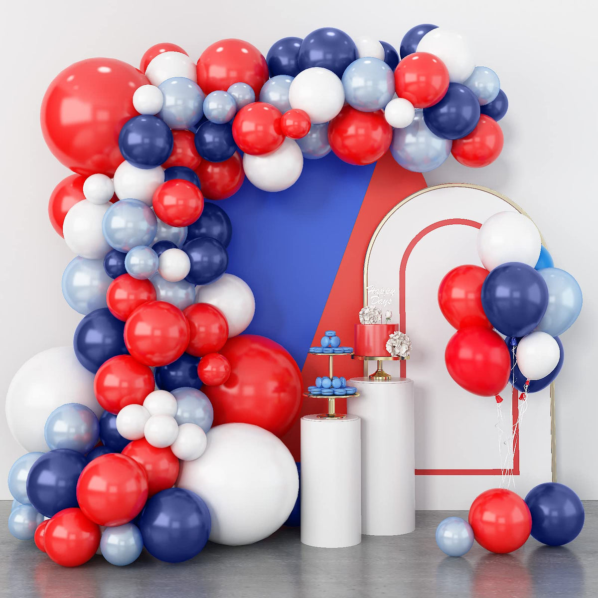 Isndare Red Blue White Balloon Arch Kit – Baseball Party & 4th of July Decor
