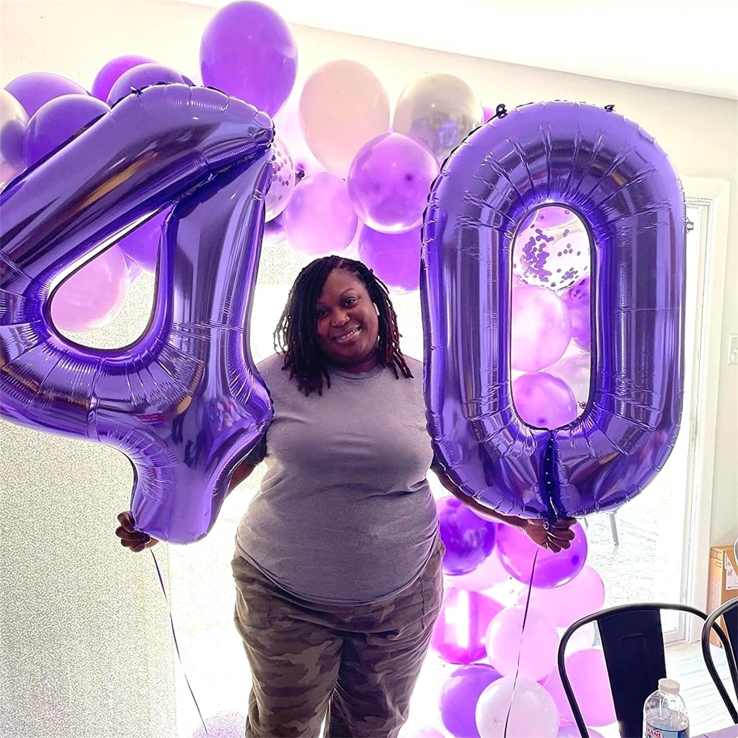 Isndare 40-Inch Purple 8 Balloon – Self-Inflating Foil Number Balloon for Birthdays