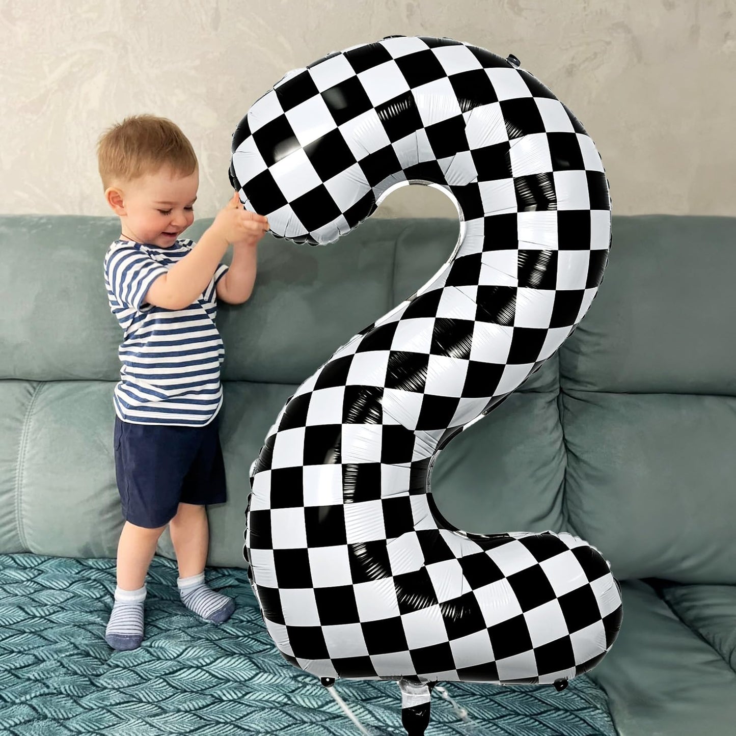 Isndare 40in Black and White Checkered 0 Balloon – Giant Foil Number 0 for Parties