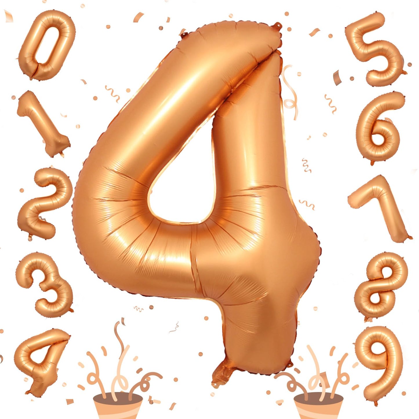 Isndare 40-Inch Orange Foil Number 4 Balloon – Birthday Party Decor